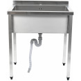 Commercial Pot Wash Sink Stainless steel 1 bowl Splashback 1200x700x900mm Square legs - CEPSA12070
