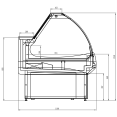 Serve over Deli counter Curved glass front Width 1350mm - CEKSCP1311RCA