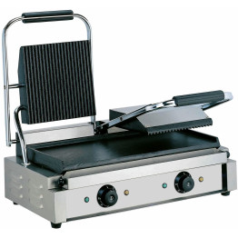 B GRADE Heavy Duty Twin Panini Contact grill 3.6kW Ribbed/Smooth - EG03C B GRADE