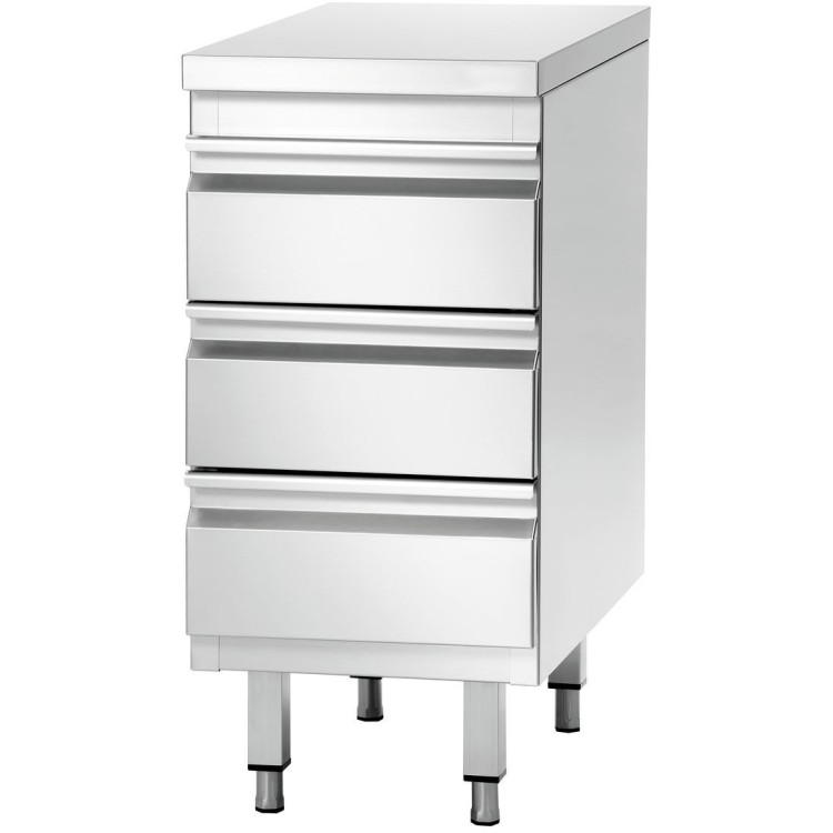 Commercial drawer cabinet Stainless steel 3 drawers Width 500mm Depth 700mm - CETHSS3R57