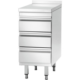 Commercial drawer cabinet Stainless steel 3 drawers Upstand Width 500x600x850mm - CEVIG563A