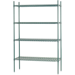 Commercial Shelving unit 4 tier 1000kg Width 610mm Depth 350mm Green Zinc & Epoxy wire - CETAC202