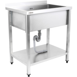 Commercial Pot Wash Sink Stainless steel 1 bowl Splashback Bottom shelf 1200x700x900mm Square legs - CEPSA12070U