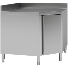 Commercial Worktop Floor Cupboard Corner unit Hinged door Stainless steel Sides 600mm Upstand - CETHESR106A
