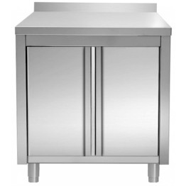 Commercial Worktop Floor Cupboard Hinged doors Stainless steel 800x600x850mm Upstand - CEVTC86SLB