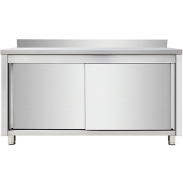 Commercial Worktop Floor Cupboard Sliding doors Stainless steel Width 1200mm Depth 600mm Upstand - CETHASR126A