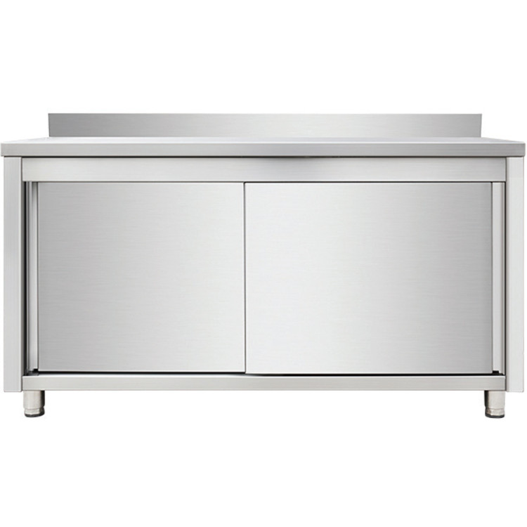Commercial Worktop Floor Cupboard Sliding doors Stainless steel Width 1200mm Depth 600mm Upstand - CETHASR126A