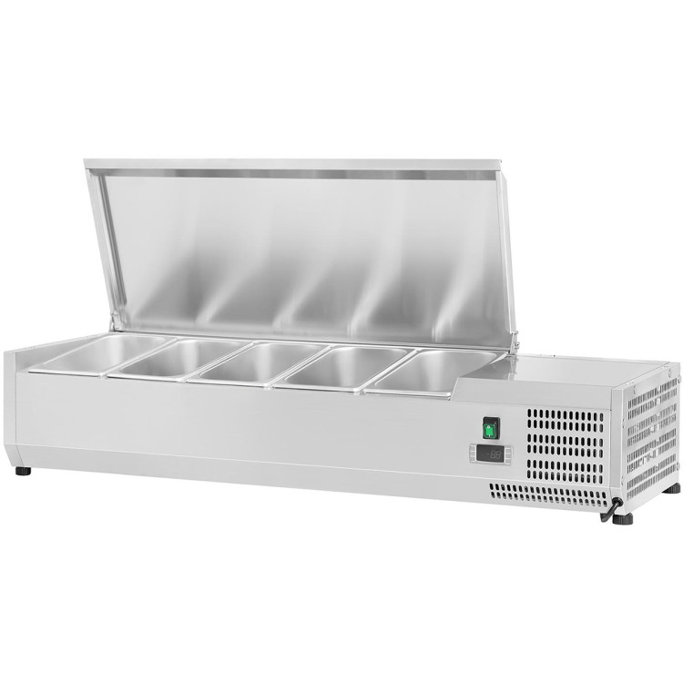 Refrigerated Servery Prep Top 1200mm 5xGN1/4 Depth 330mm Stainless steel lid - CEEA12