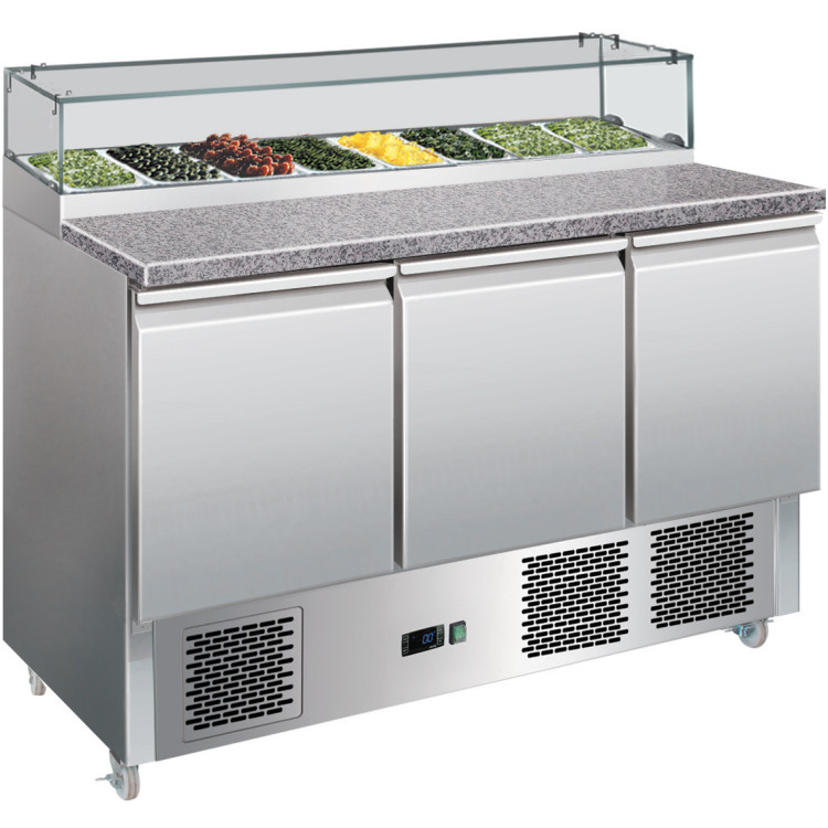 Prep Counter Fridge Glass top Marble countertop 8xGN1/6 - CEPS300G