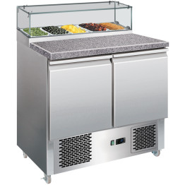 Prep Counter Fridge Glass top Marble countertop 5xGN1/6 - CEPS200G