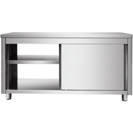 Commercial Pass through Worktop Floor Cupboard Sliding doors Stainless steel 1200x600x850mm - CEVTC126SLS