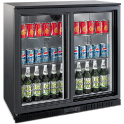 Back bar cooler 2 sliding doors 220 litres Black - CEBC02PS
