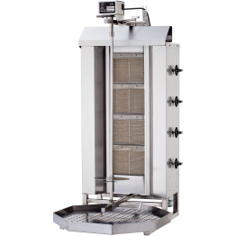 Commercial Gyros/Kebab grill Gas Fixed body Top motor Capacity 60kg 4 burners 12kW - CEDN221