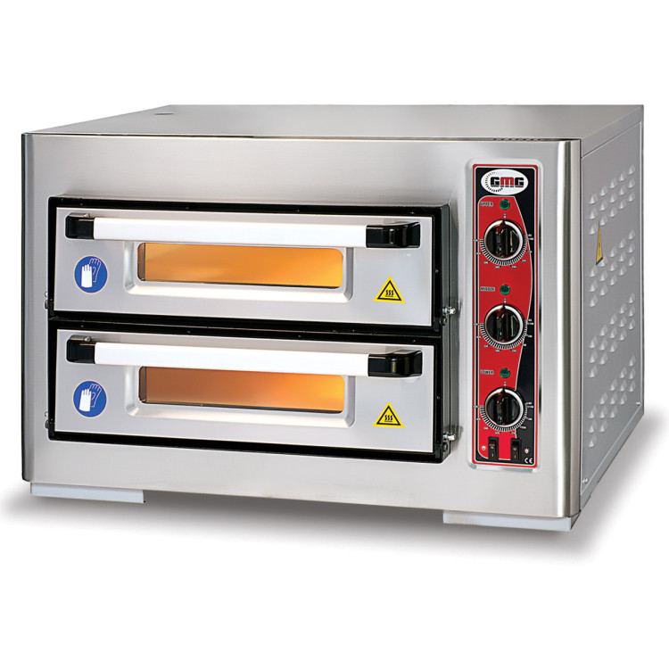 Electric Pizza Oven 2 chambers 500x500mm Capacity  4+4 pizzas at 10" 3 thermostats 230V/1 phase - CEPF5050DE3