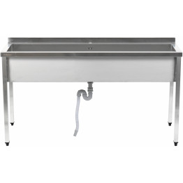Commercial Pot Wash Sink Stainless steel 1 bowl Splashback 1800x600x900mm Square legs - CEPSA18060