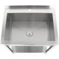 Commercial Pot Wash Sink Stainless steel 1 bowl Splashback Bottom shelf 1000x700x900mm Square legs - CEPSA10070U