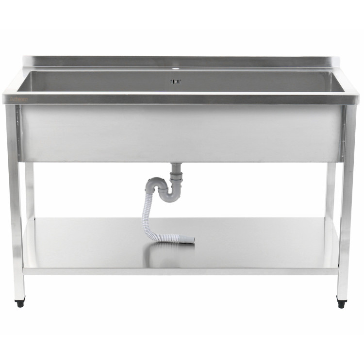 Commercial Pot Wash Sink Stainless steel 1 bowl Splashback Bottom shelf 1400x600x900mm Square legs - CEPSA14060U