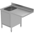 Commercial Sink for dishwashers with Cupboard 1 bowl Left Splashback 1200mm Depth 700mm - CEVSCH127LBS