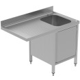 Commercial Sink for dishwashers with Cupboard 1 bowl Right Splashback 1200x700x850mm - CEVSCH127RBS