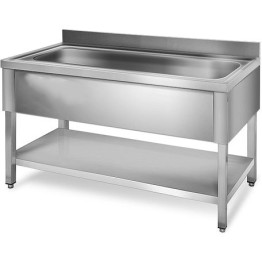 Commercial Pot Wash Sink Stainless steel 1 bowl Bottom shelf Splashback 1200mm Depth 700mm - CEVS127BS