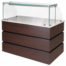 Commercial Neutral Buffet Service Counter with Glass Sneeze Guard 1250mm | CaterEq CECMN711