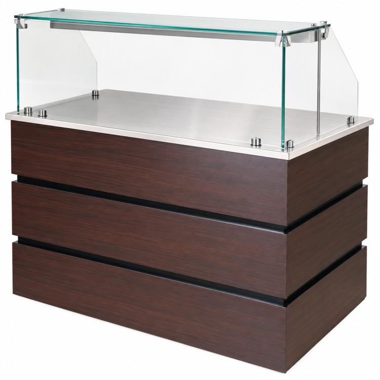 Commercial Neutral Buffet Service Counter with Glass Sneeze Guard 1250mm | CaterEq CECMN711