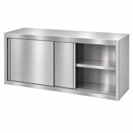 Commercial Stainless Steel Wall Cabinet with Sliding Doors and Inner Shelf 1500x400x650mm | CaterEq CEQNH906