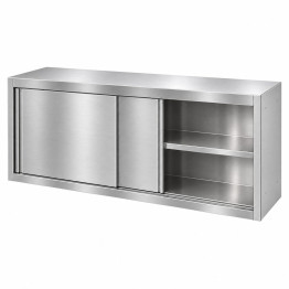 Commercial Stainless Steel Wall Cabinet with Sliding Doors and Inner Shelf 1800x400x650mm | CaterEq CEQNH908