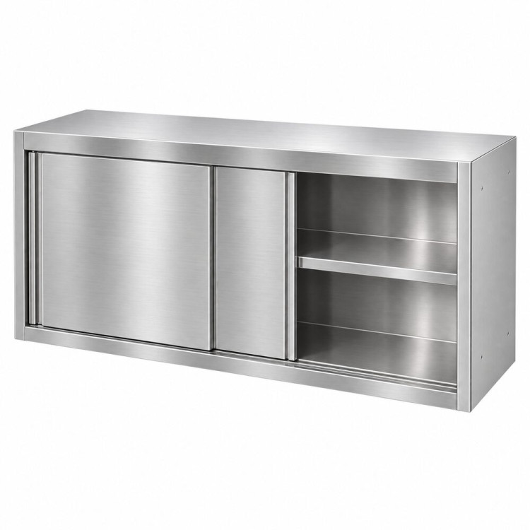 Commercial Stainless Steel Wall Cabinet with Sliding Doors and Inner Shelf 1500x500x650mm | CaterEq CEQNH914 Commercial Stainless Steel Wall Cabinet with Sliding Doors and Inner Shelf 1500x500x650mm | CaterEq CEQNH914