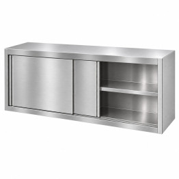 Commercial Stainless Steel Wall Cabinet with Sliding Doors and Inner Shelf 1800x500x650mm | CaterEq CEQNH916