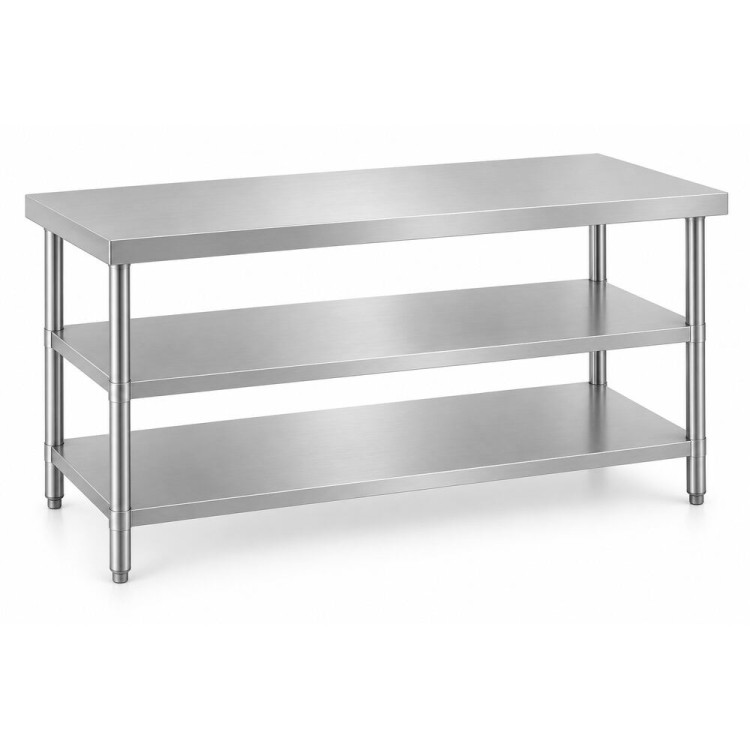B GRADE Commercial 3-Tier Stainless Steel Work Table with Undershelves 1500x600x850mm | CaterEq QNH1106 B GRADE B GRADE Commercial 3-Tier Stainless Steel Work Table with Undershelves 1500x600x850mm | CaterEq QNH1106 B GRADE