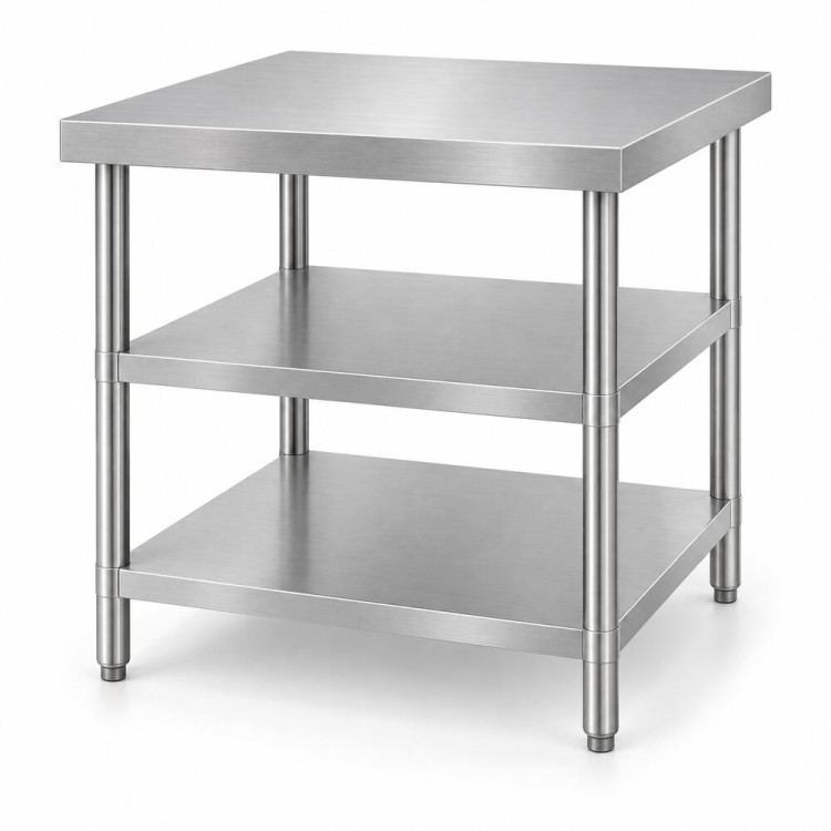 Commercial 3-Tier Stainless Steel Work Table with Undershelves 600x600x850mm | CaterEq CEQNH1108 Commercial 3-Tier Stainless Steel Work Table with Undershelves 600x600x850mm | CaterEq CEQNH1108