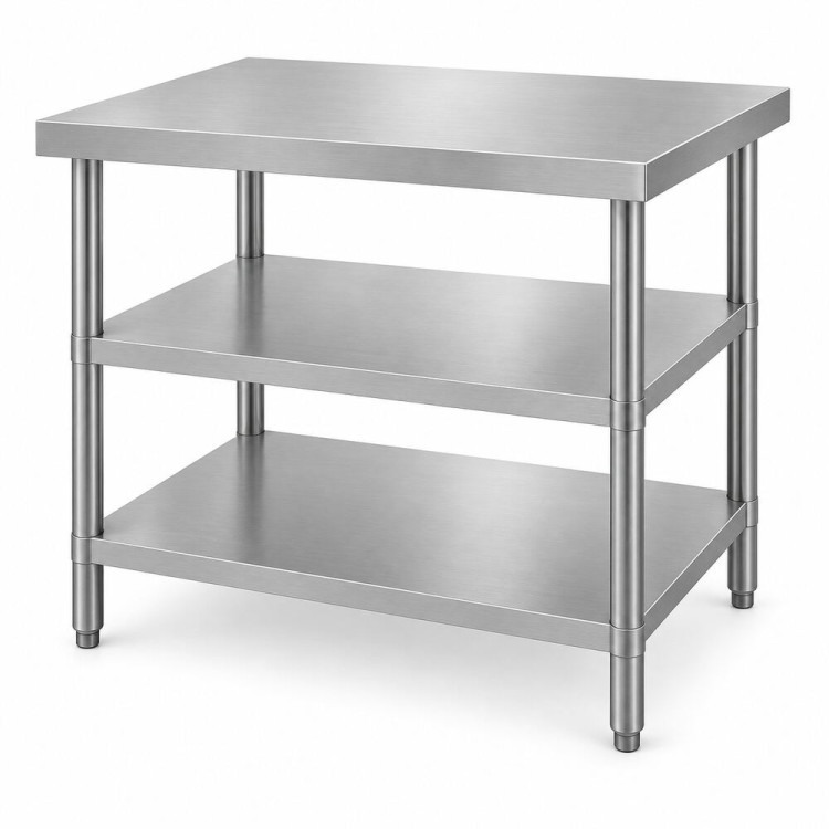 Commercial 3-Tier Stainless Steel Work Table with Undershelves 700x600x850mm | CaterEq CEQNH1110