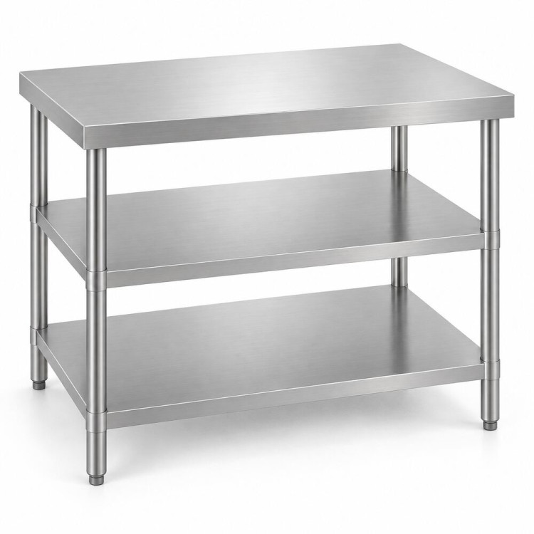 Commercial 3-Tier Stainless Steel Work Table with Undershelves 800x600x850mm | CaterEq CEQNH1112
