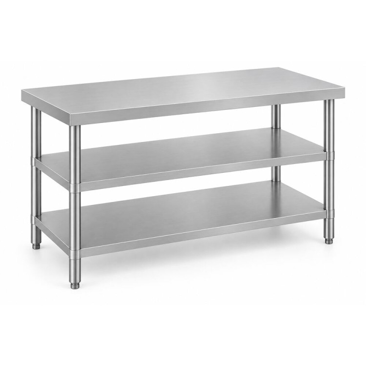 Commercial 3-Tier Stainless Steel Work Table with Undershelves 1300x600x850mm | CaterEq CEQNH1118