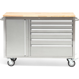 Professional Stainless Steel Rolling Tool Cabinet 1 door 6 drawers 1355x482x880mm - CE482038AS