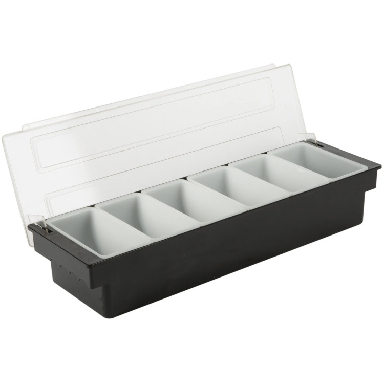 Garnish Tray / Condiment Holder with Lid 6 Compartments - CECHC46