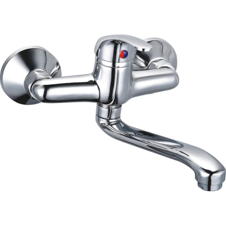 Wall Mounted Mixer Tap with Stainless Steel Spout Single Lever Chrome - CE60128000