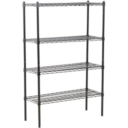 Commercial Shelving unit 4 tier 100kg/shelf Width 750mm Depth 350mm Black wire - CEMGA210