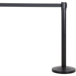 Black Barrier Post with Black Retractable Belt 2m - CEBBP01A