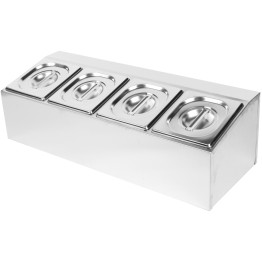 Commercial Condiment Holder including 4xGN1/6-100mm pans & lids - CECHD04A