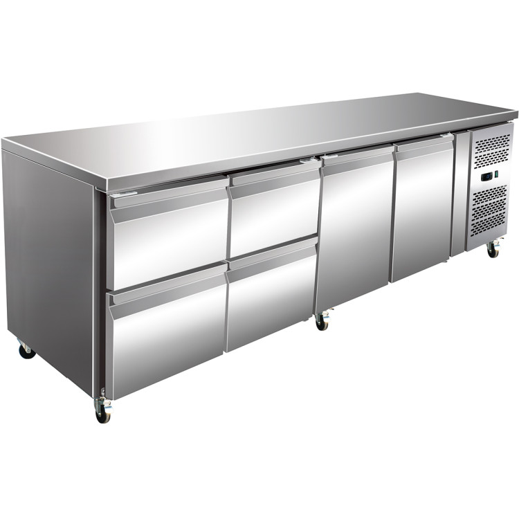 Commercial Refrigerated Counter 2 doors 4 drawers Depth 700mm - CEJTGN4140TN