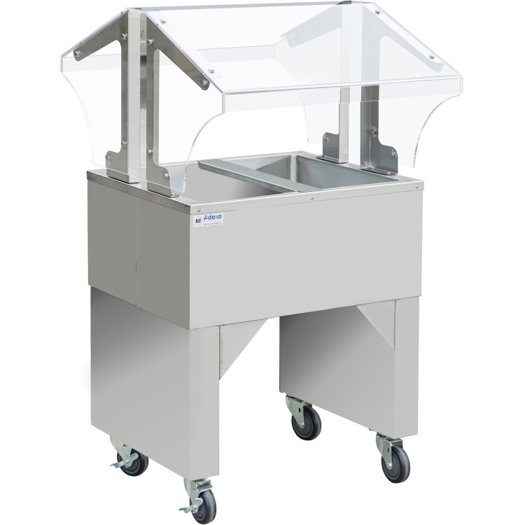 Salad Bar and Neutral Buffet Display with  Sneeze Guard Stainless steel 2 x GN 1/1 capacity - CEBICT22028OB