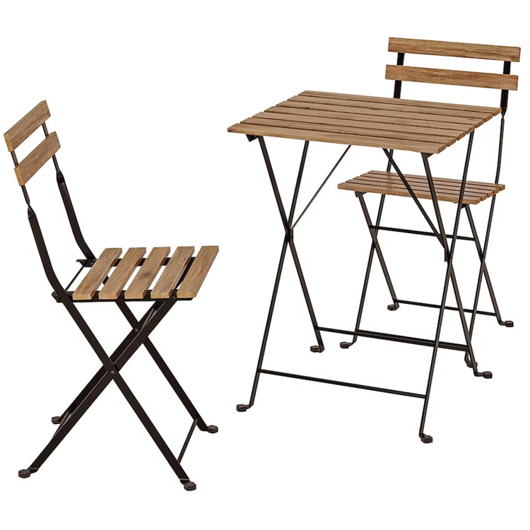 B GRADE Folding Garden Bistro set Table & 2 chairs Black & Wood - BISTROSET360 B GRADE
