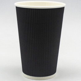 500pcs Black Ripple Wall Coffee Cup 16oz/473ml PE - CEBR16OZ