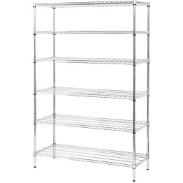 Commercial Wire Shelving Unit 6 Tier 1200kg 1200x450x2000mm Chrome - CECJ12045200A6CR