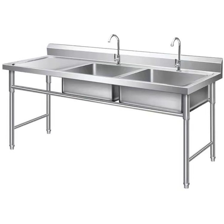Commercial Double Sink Stainless steel 1400x600x900mm 2 bowl right Splashback - CEDBS14060RIGHT