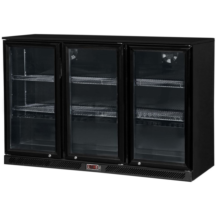 Back bar cooler 3 hinged doors 312 litres Black - CEBLBC03PP