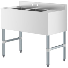 Commercial Sink Stainless steel 2 Bowl Right side Drain board - CEBS2T36R