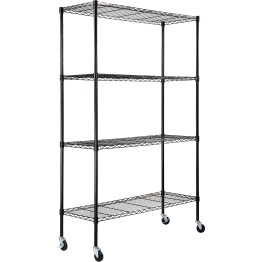 Commercial Shelving Unit 4 Tier with Wheels 1000kg Width 1200mm Depth 450mm Black Wire - CEAMJ492